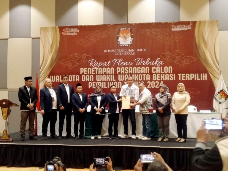 KPU Kota Bekasi Resmi Tetapkan Tri-Harris sebagai Wali Kota dan Wakil Wali Kota Terpilih