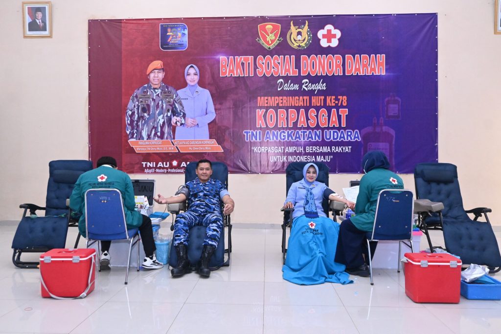Danlanud Sultan Hasanuddin Hadiri Kegiatan Donor Darah Dalam Rangka HUT ke-78 Korpasgat