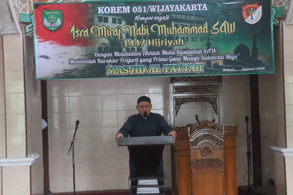 Korem 051/Wijayakarta Menggelar Peringatan Isra Mi’raj Nabi Muhammad SAW di Masjid Al-Fattah