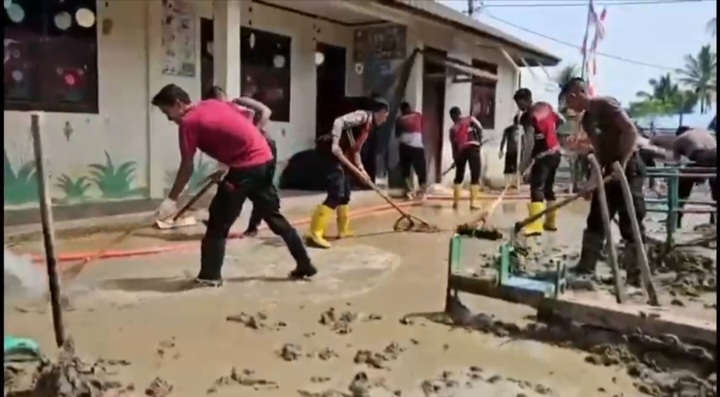Gotong Royong Polri dan Masyarakat, Polres Pidie Jaya Percepat Pemulihan Pascabanjir dan Fasilitas Pendidikan
