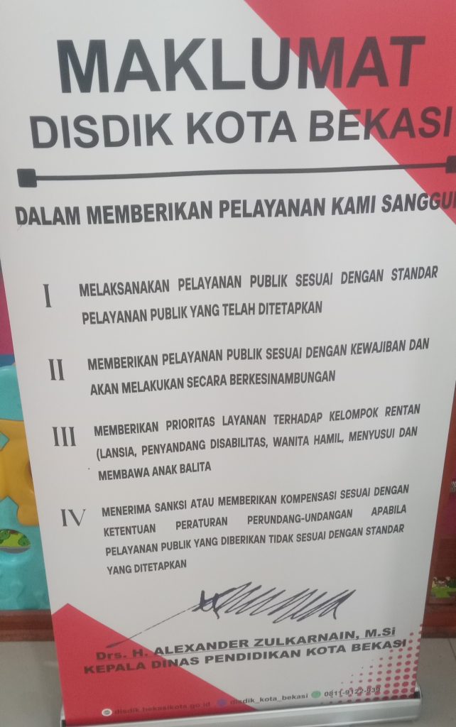 Wujudkan Pelayanan Prima, Dinas Pendidikan Kota Bekasi Terbitkan Maklumat Pelayanan Publik Berbasis Integritas