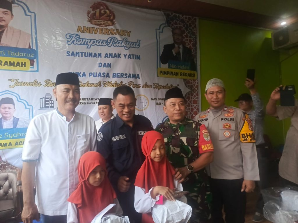 Sinergi Polri dengan Media, HUT ke-12 Kompas Rakyat, Kasi Humas Wakili Kapolsek Bantargebang Hadiri Santunan Anak Yatim dan Buka Puasa Bersama di Cimuning