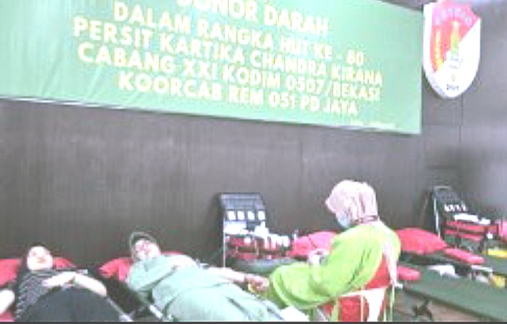 Semarak HUT ke-80 Persit KCK 2026, Persit Kodim 0507/Bekasi Gelar Donor Darah Kemanusiaan