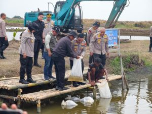 Polda Metro Jaya Tebar 37 Ribu Benih Ikan di Muara Gembong, Dukung Ketahanan Pangan